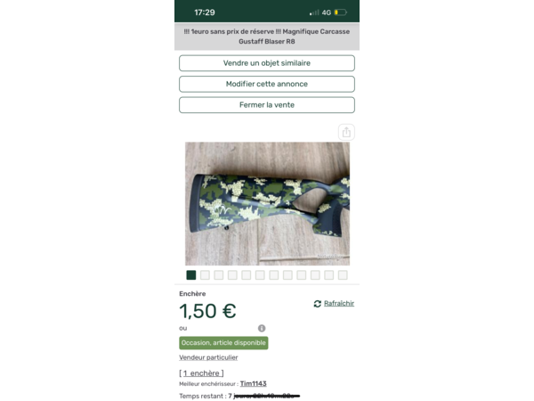 !!!!Carcasse Gustaff Blaser r8 aux enchères !!!