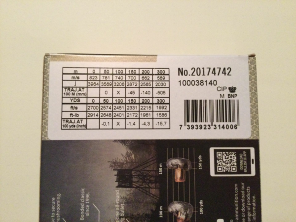 En 30.06 => 2 boites Norma ORYX (11,7 & 13g)