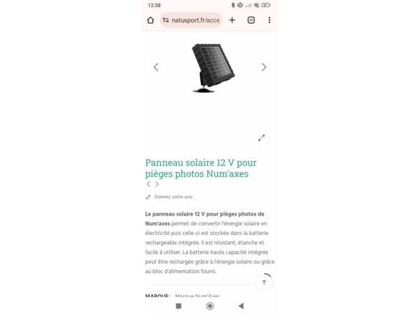 Caméra envoie MMS+panneau solaire