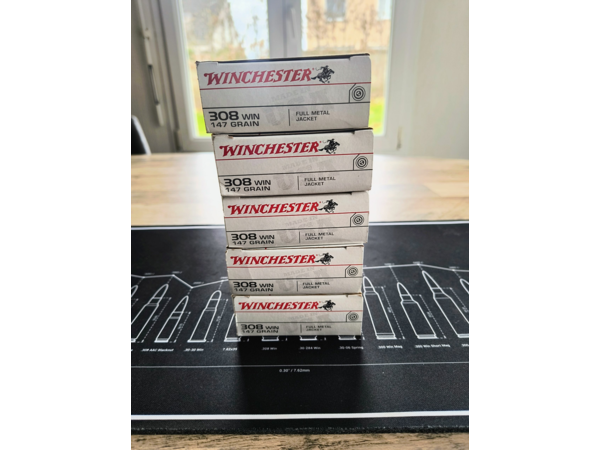 Lot de Winchester .308 Win 147 grains FMJ