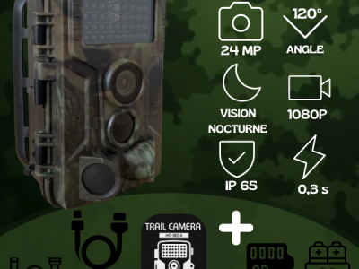 Caméra De Chasse HC-802A - 24 MP | 1080P | Vision Nocturne - NEUVE - Carte MicroSD + piles OFFERTES