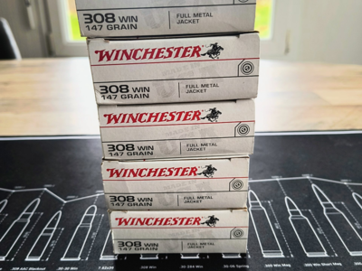 Lot de Winchester .308 Win 147 grains FMJ